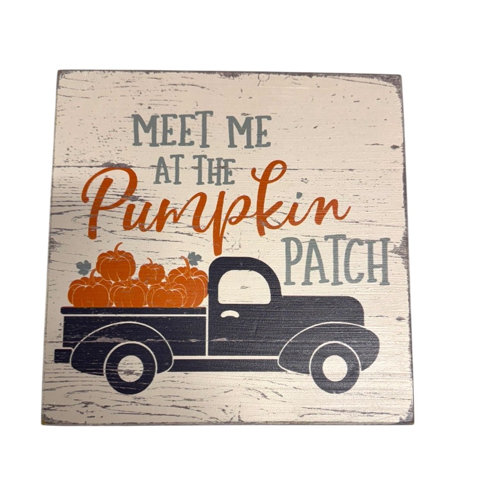 Quill to Paper Fall Decor Pumpkin Patch Truck Wooden Sign Rustic 6x6‎